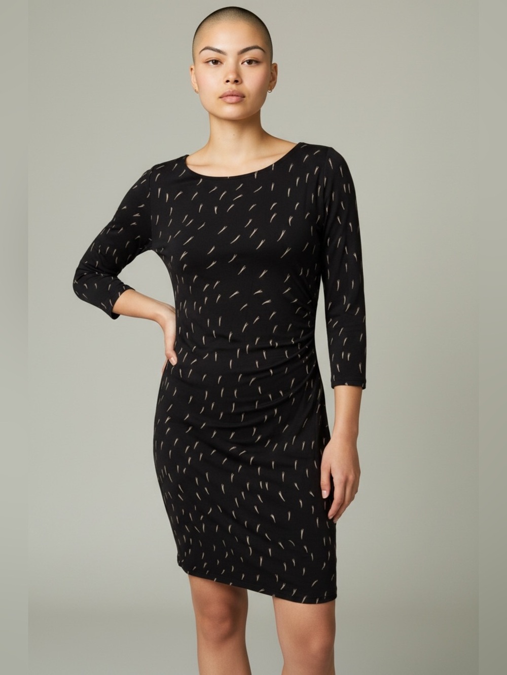 Loft Women’s Black and White Abstract Patterned Dress, size XS